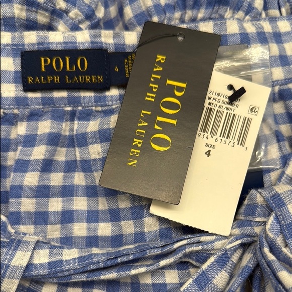 POLO Ralph Lauren Blue Gingham Linen Tiered Ruffle Midi Skirt w/ Pockets Sz 4 - Picture 7 of 16